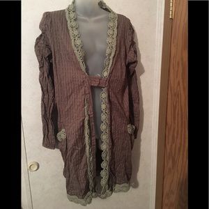 Hazel Khaki Green Crochet Overlay Sweater Jacket